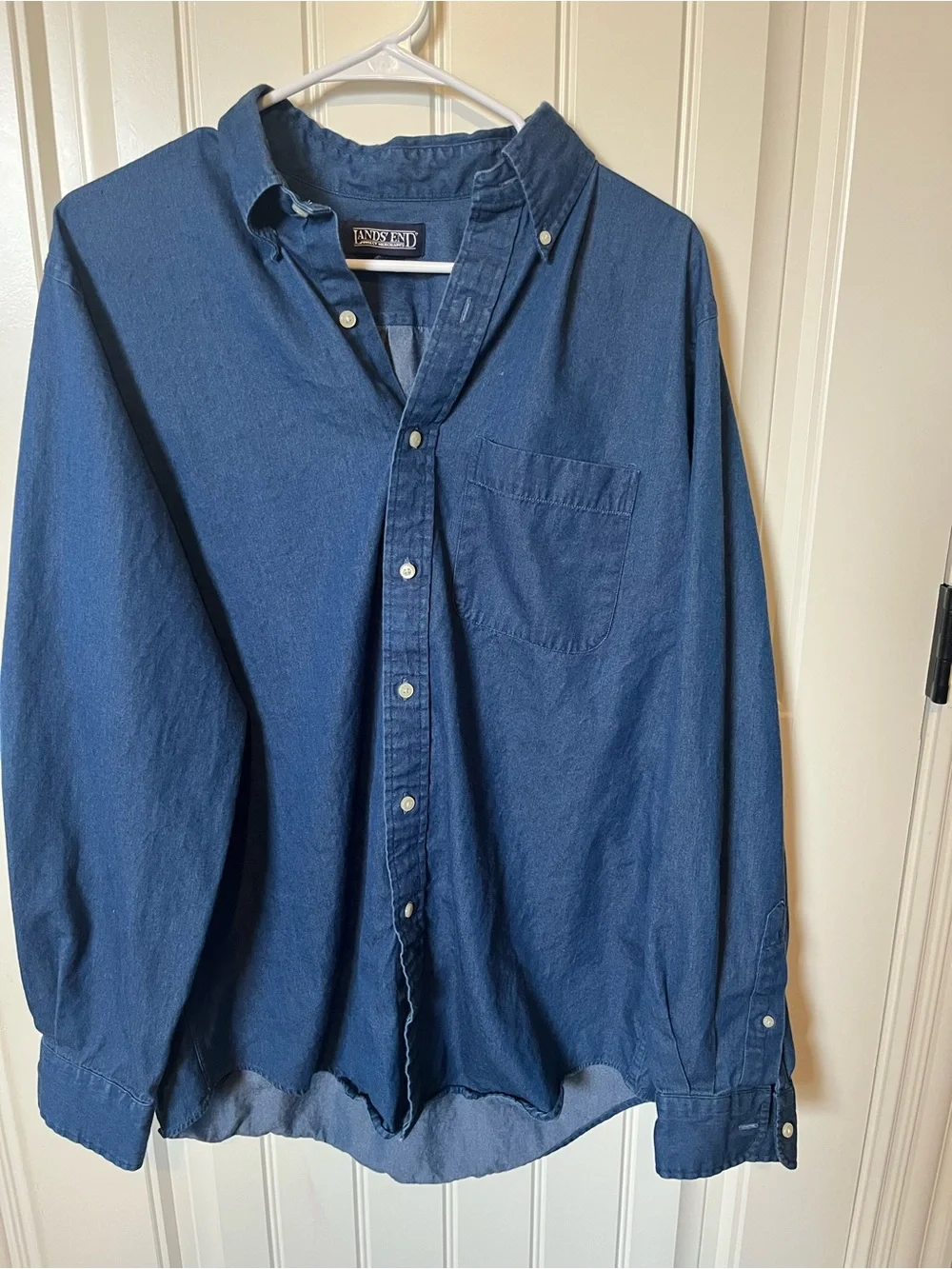 Lands' End Men's Indigo Button-Down Shirt - Picture 1 of 3